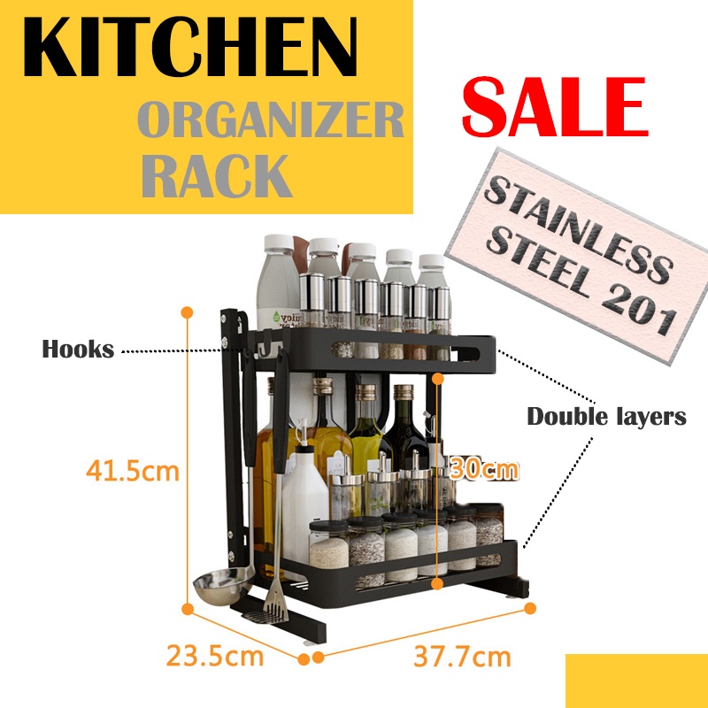 Kitchen Stainless Steel Rack Condiment Organizer Storage for Vinegar ...
