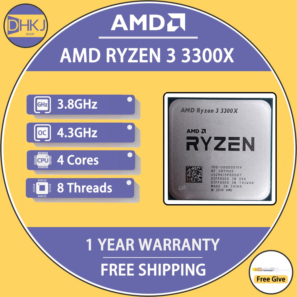 USED AMD Ryzen 3 3300X R3 3300X 3.8 GHz QuadCore EightThread 65W CPU