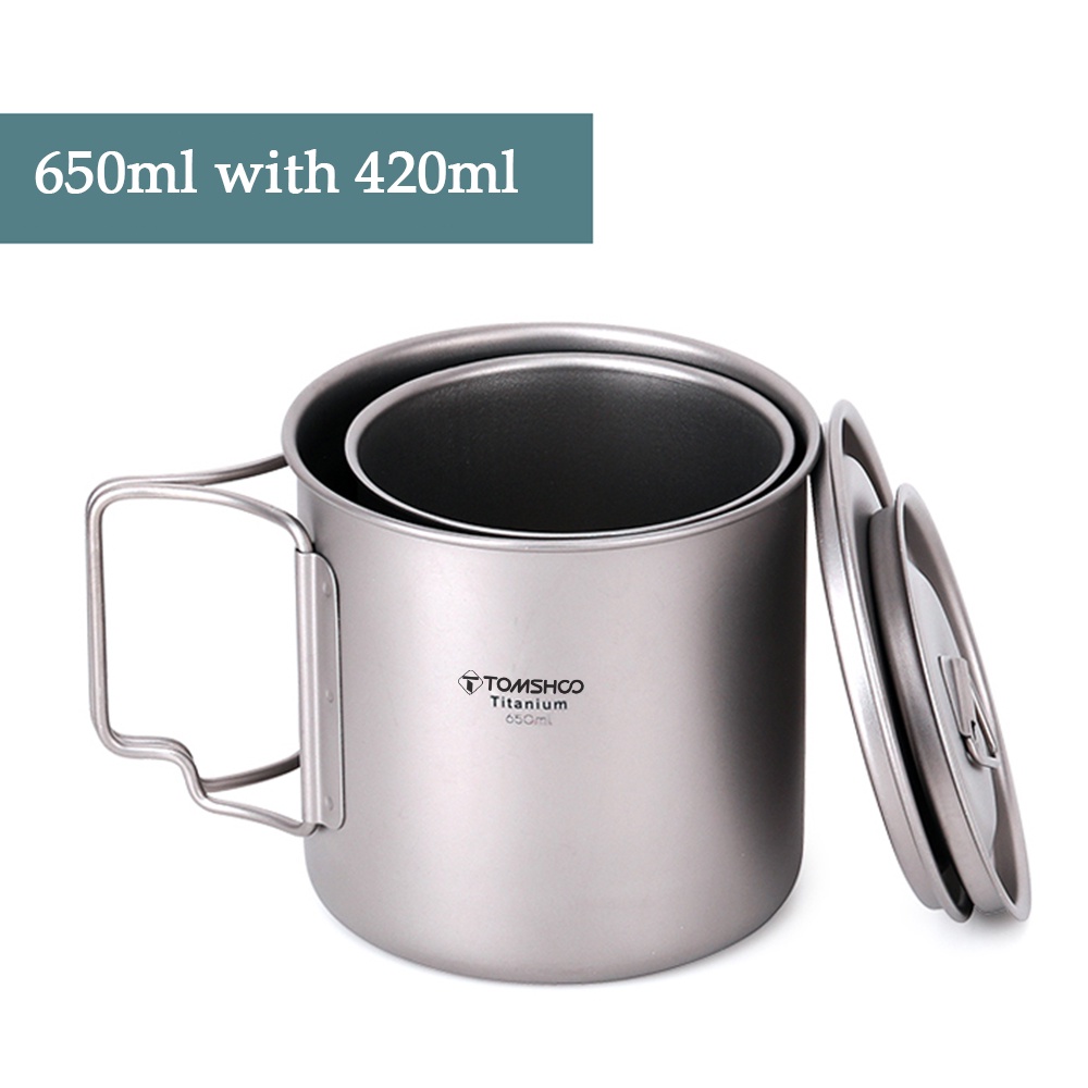 Tomshoo Ultralight Titanium Cup Outdoor Portable Camping Picnic Water Cup Mug With Foldable 6649