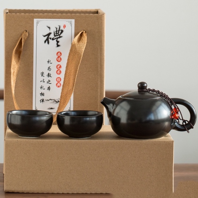 Tea Set & Tea Cups - 2 Cups - Beautiful Paper Handbag - Black 2 Cups ...