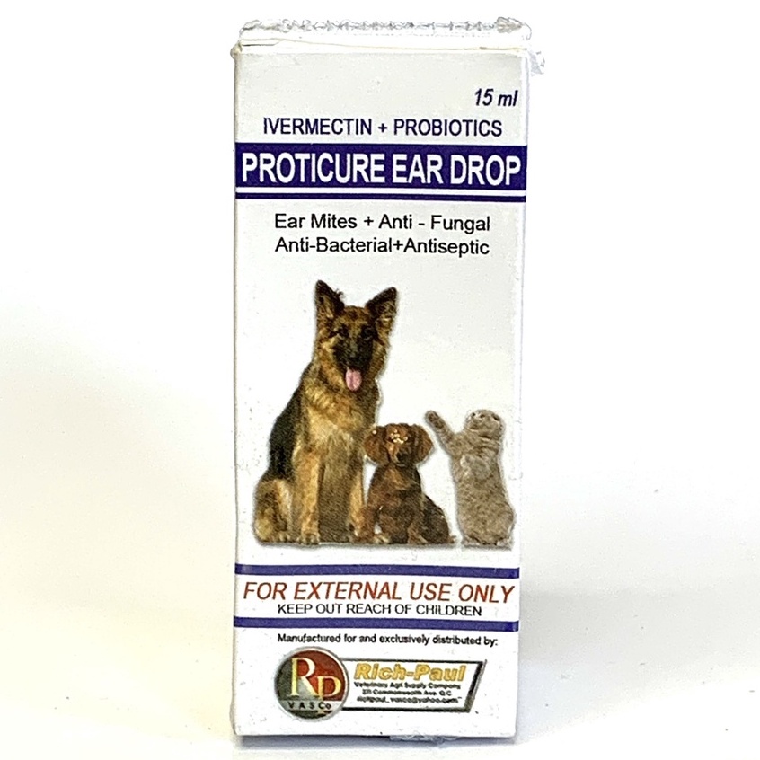 [FCR AGRIVET] 1pc Proticure Anti Ear Mites Anti Fungal Antibiotic Ear
