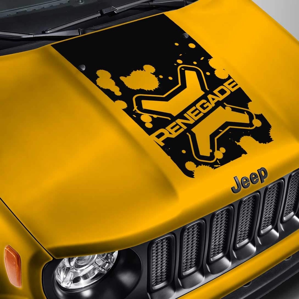 Matte Black Hood Decal For Jeep Renegade & Compass - Oracal 651 Vinyl Sticker