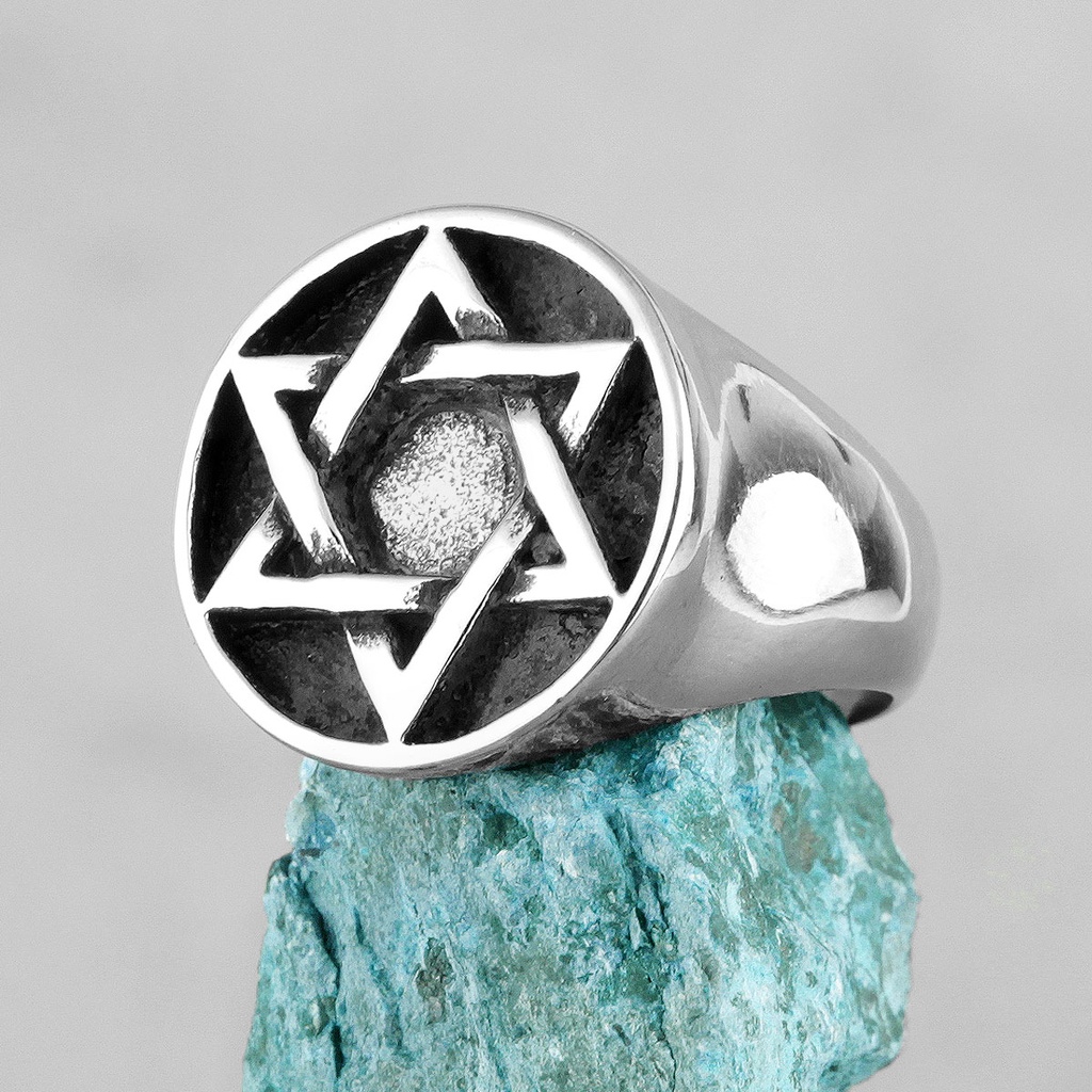 Freemason Judaism Hexagram Star Of David Stainless Steel Mens Rings