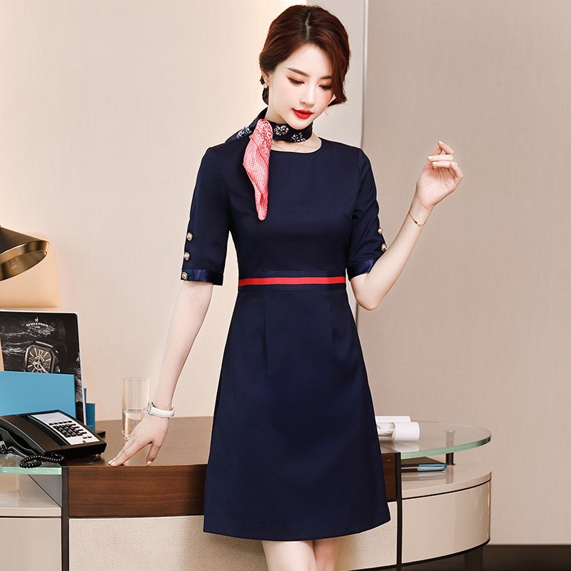Stewardess Uniform Female Spring Summer Mid-Sleeved Dress Beauty Shop ...