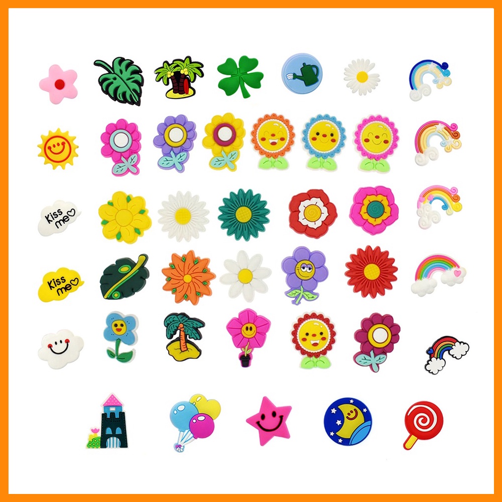 Shoes Charms for Jibbitz For Crocs Sun and Flowers DIY Button Combined ...