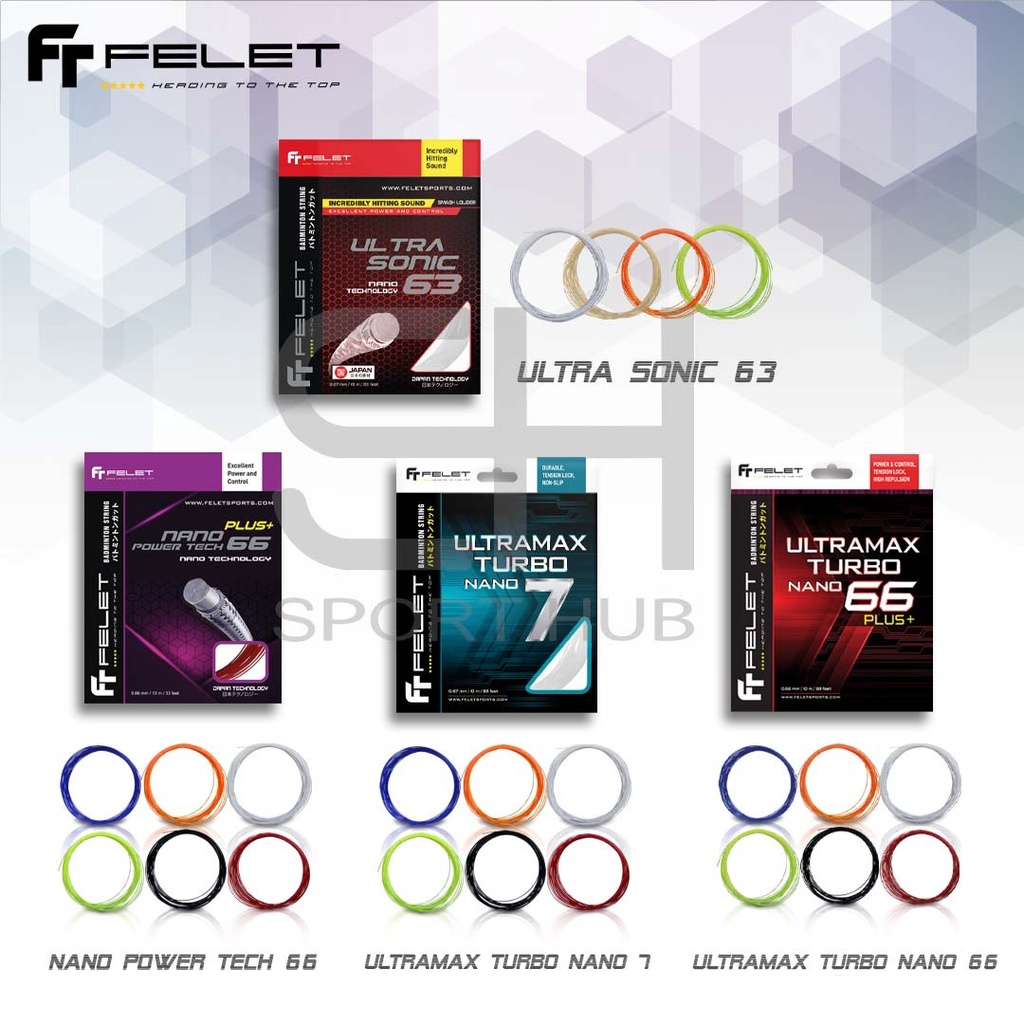 SportHub Felet Badminton String Ultra Sonic 63 製 Japan 日本の素材 / Felet ...