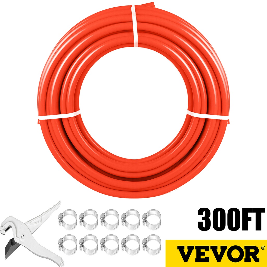 Vevor 12 Inch X 300 Ft Pex Tubing Oxygen Red Radiant O2 Evoh For Floor Pipe Radiant Heating 4980