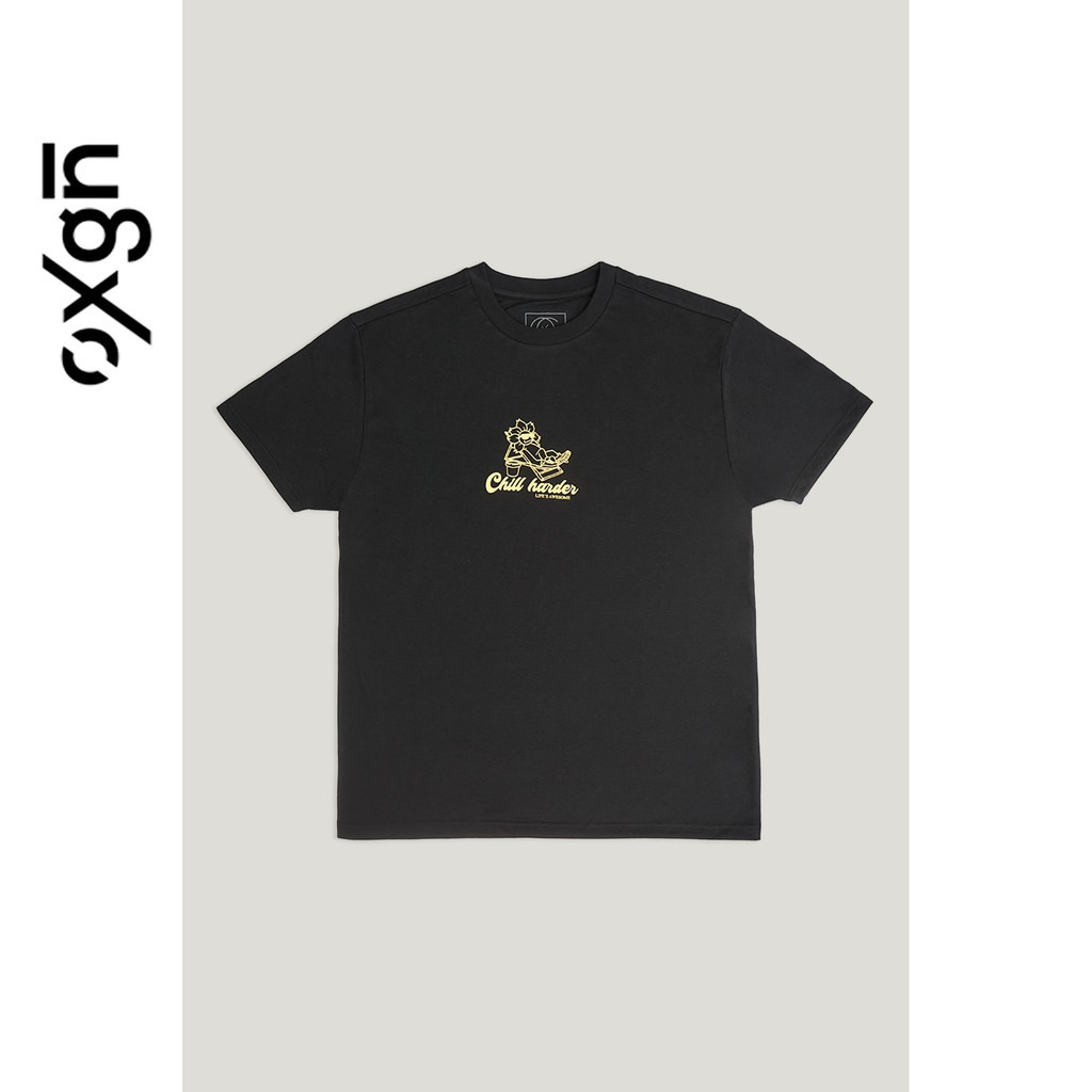 OXGN Men's Chill Harder Slim Fit Graphic Tee (Black) Shopee Philippines