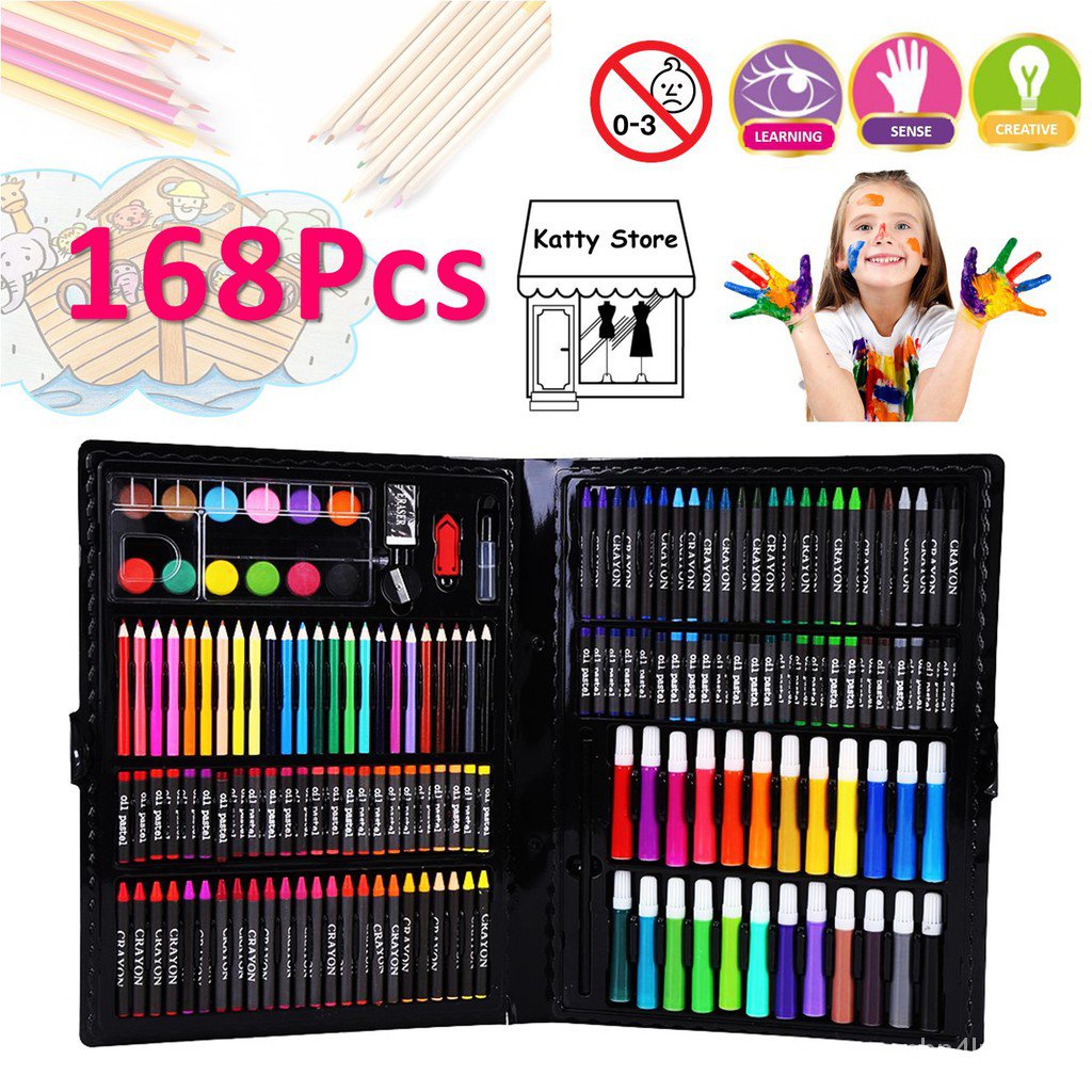 208 PCS Kids Super Mega ART Coloring Set Painting set Color Set Water Color  Pen Crayon Drawing set For Children Gifts Tools Kit Boys Girls Students