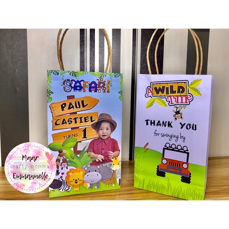 Loot Bags Safari Theme (Costumized/Personalized Birthday Paper Loot