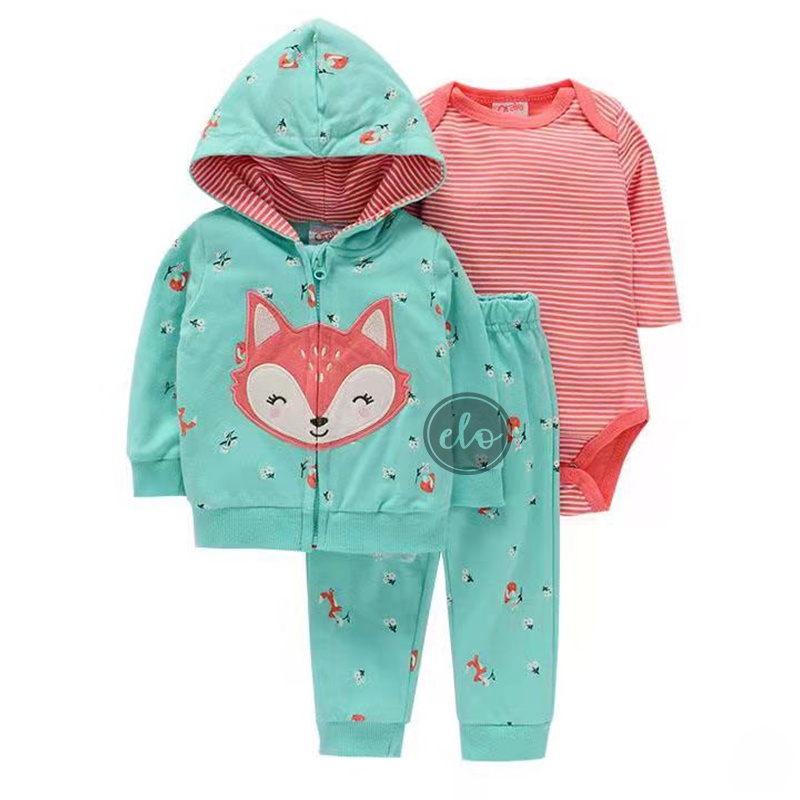 3pc Cardigan Set (Bodysuit, Pants, Cardigan) Hoodie Set for Girls