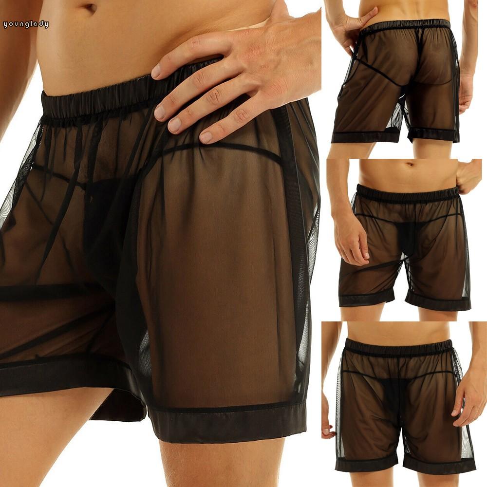 Men Mesh Trunk Boxer Briefs Shorts Thong Loose Pants Sheer Nightwear Sportswear Shopee Philippines