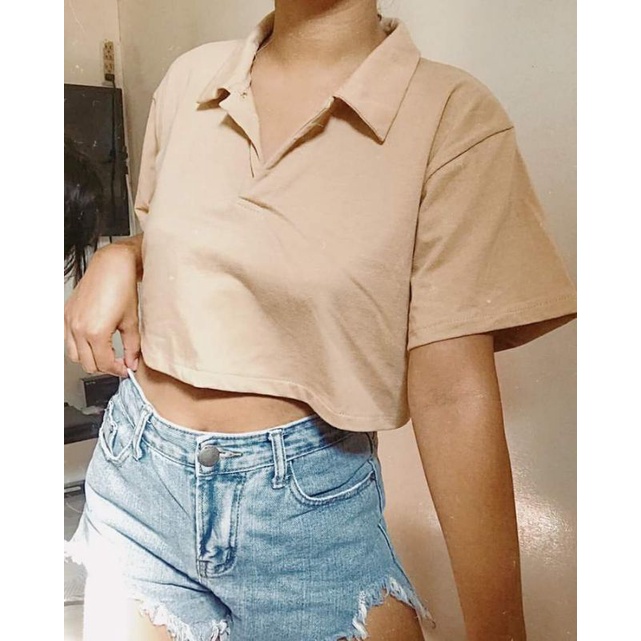 Polo crop clearance top