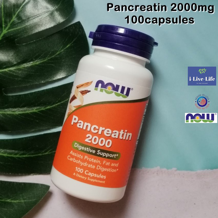 Panakarinal enzyme Pancreatin 2000mg 100 capsules Now Foods digestive