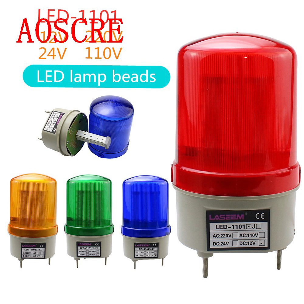 LED-1101 Rotating rotary LED strobe Alarm Lamp light siren yellow blue red  green LED warning light No voice 12V 24V 110V 220V