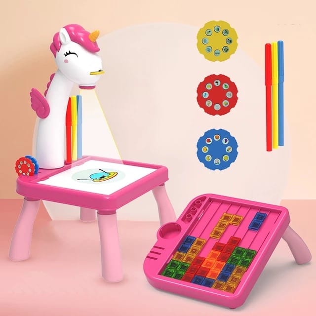 D05555 Dynasty Children's Toy Drawing Desk PROJECTOR 2 IN 1tetris