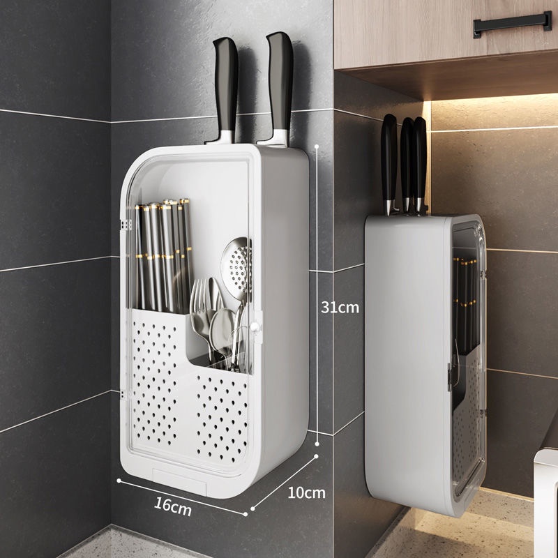 Kitchen Organizer Chopstick Storage Box Spoon Storage Rack with Cover ...
