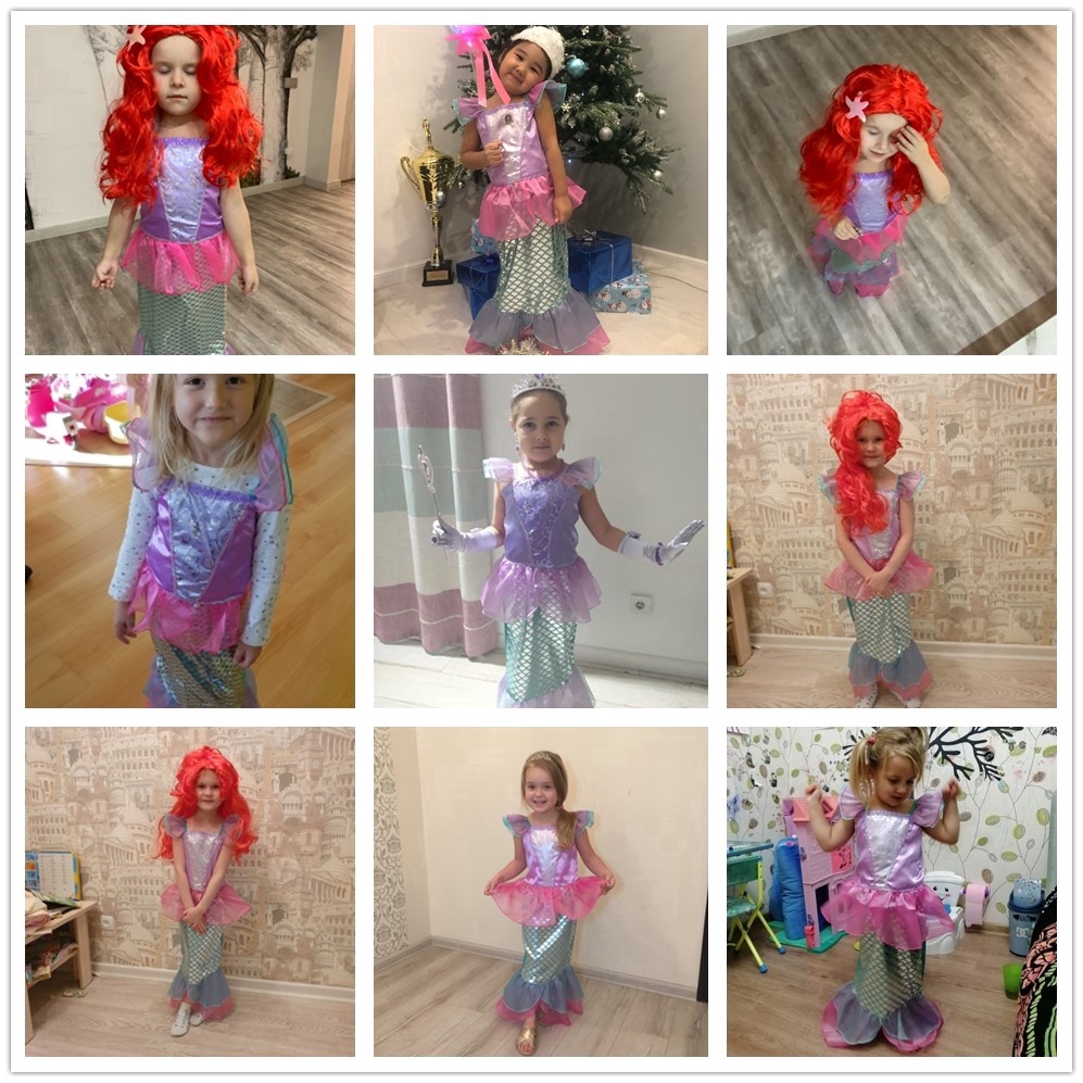 Girls Little Mermaid Ariel Princess Dress Cosplay Halloween Costumes
