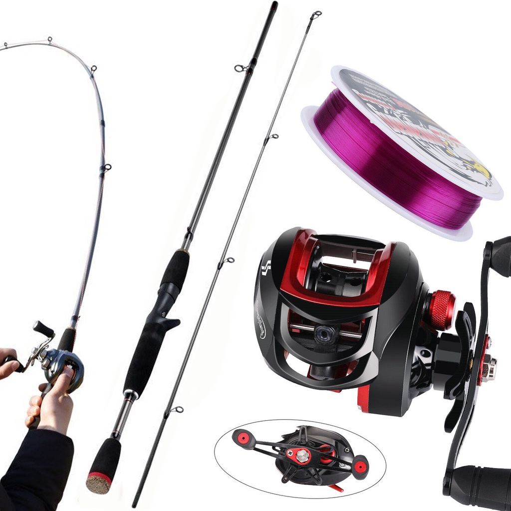 Fishing Set Fishing Rod 1.8m 2 Section with Baitcasting Reel 18+1BB 7.2:1  Gear Ratio with 100m Line