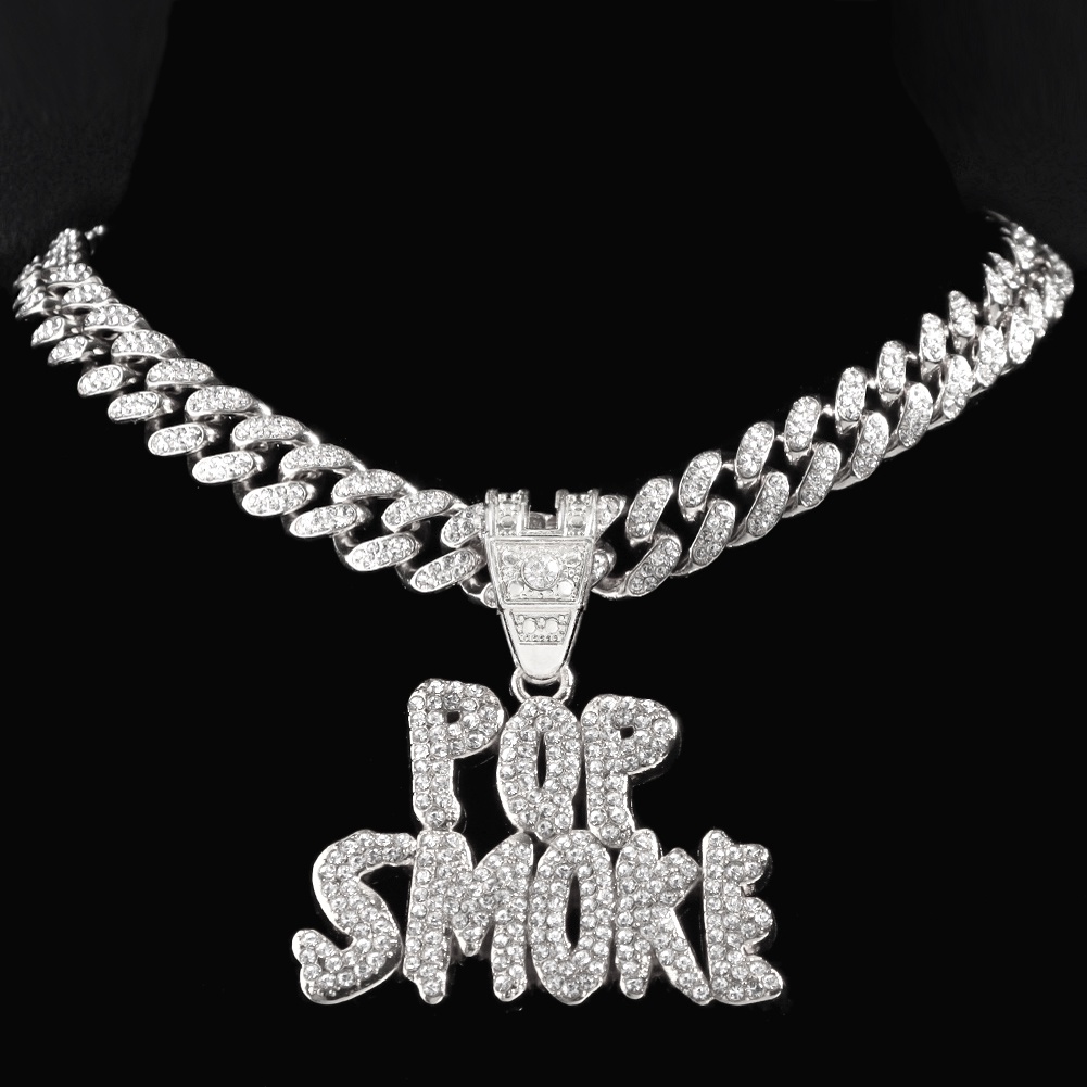 Bling Iced Out Rhinestone Letter Pendant Necklace For Men Women Hip Hop ...