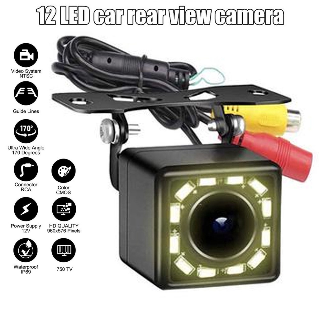 12 Led Hd Car Rear View Camera Auto Parking Reverse Backup Camera Night