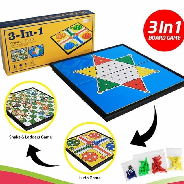 Unique Toy trending 3 in 1 Magnetic Ludo, Snake Ladder, Halma | Shopee ...