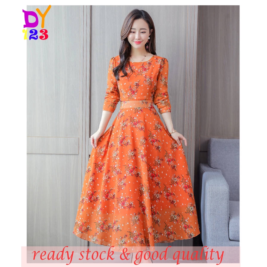 Korean orange dress best sale