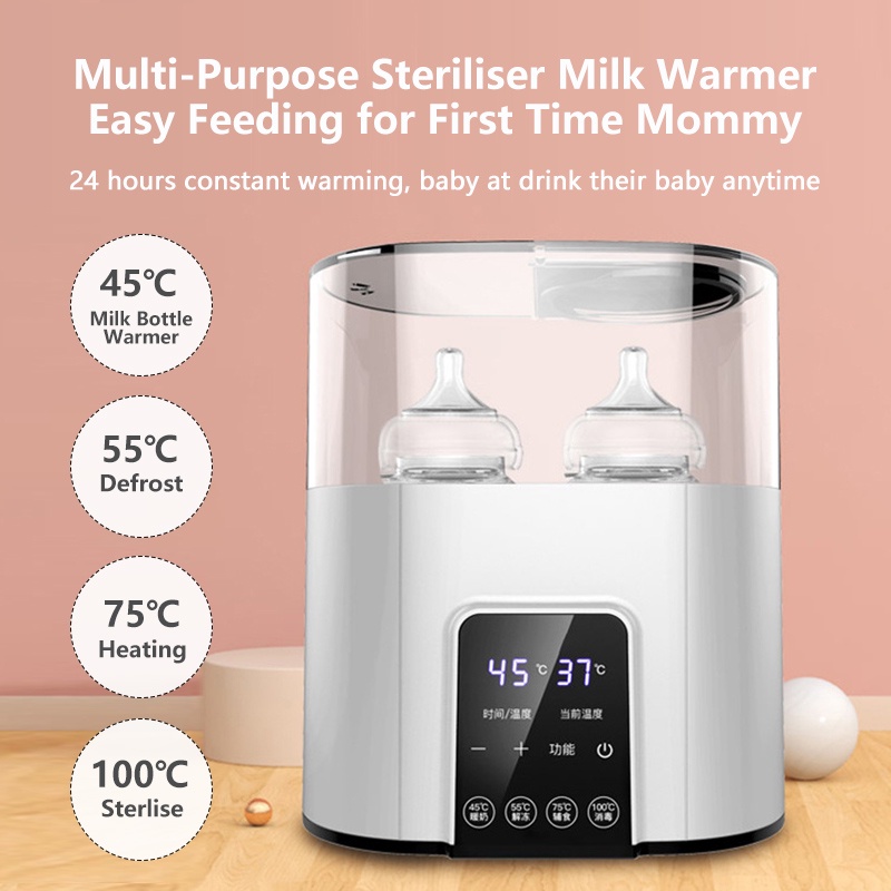 Real Bubee 2 In1 Milk Warmer for Dual Bottles 2Pin Plug Sterilizer and Anti Bacterial Set with