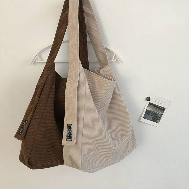 New Canvas Bag Corduroy Shoulder Bag Girls Large Capacity Messenger Bag ...
