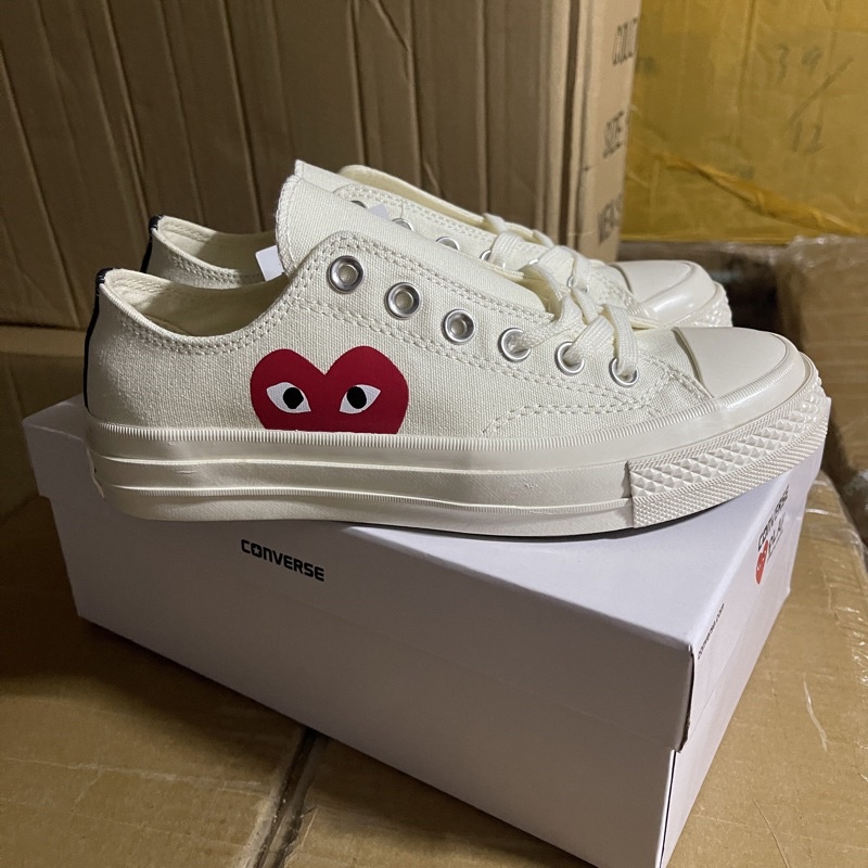 Converse x Cdg Play Biege (Men and women) | Shopee Philippines