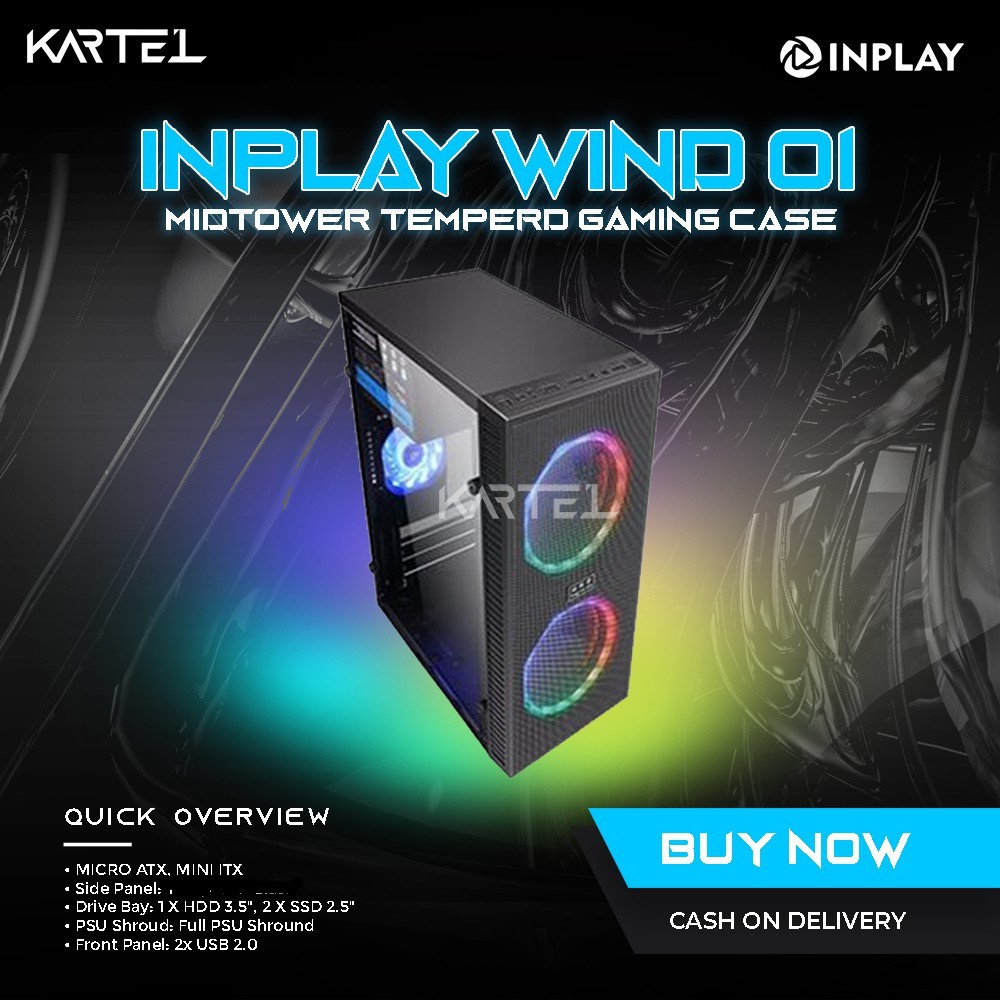 Inplay Wind 01 Matx Gaming Case Budget Gaming Cpu Acrylic Case Shopee