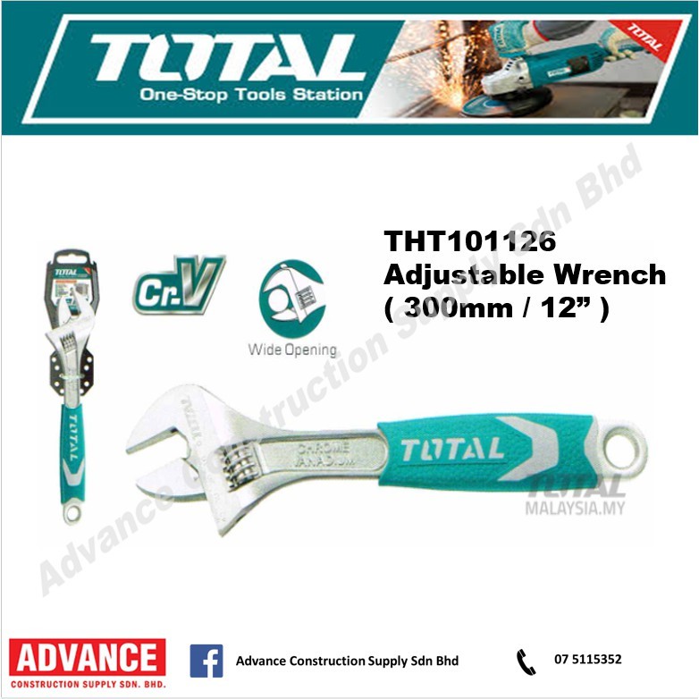 TOTAL Handtools Hand Tools and Accessories THT101126 Adjustable Wrench ...