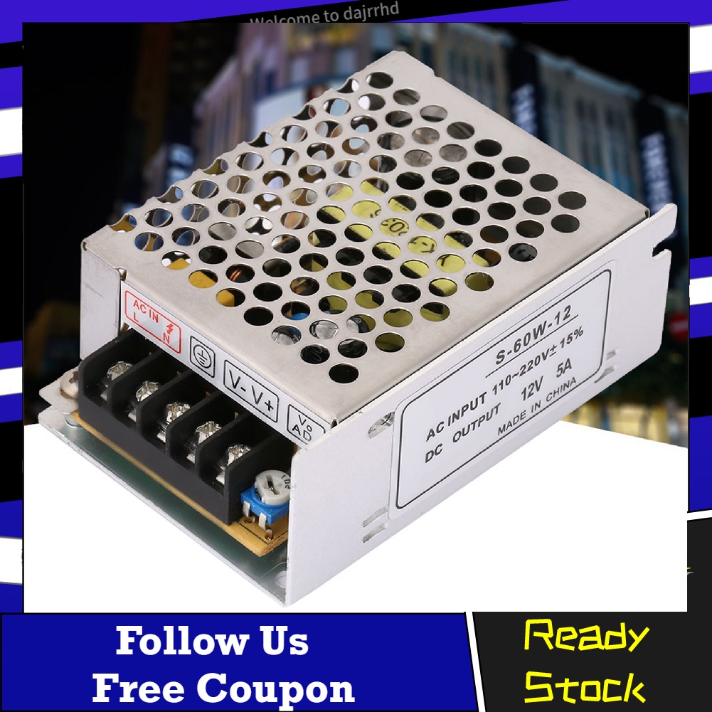 Ready Stock 5a 12v Acdc Voltage Converter Universal Regulated Switch Power Supply For Led 4583