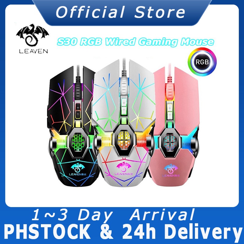 Leaven S30 RGB Wired Gaming Mouse,3200 DPI RGB Spectrum Backlit ...