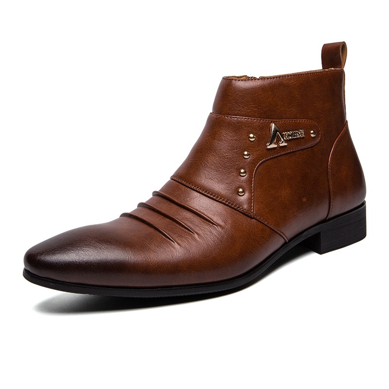 Men Ankle Boots Leather British Men Boot Casual Men Shoes Boots Mens Boots