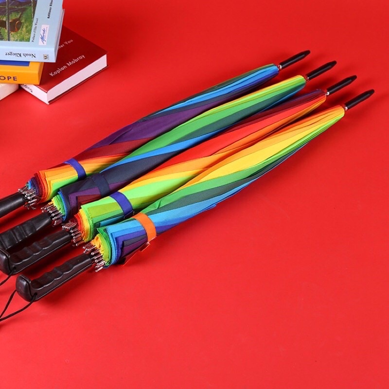 16K Korean creative rainbow umbrella long handle automatic