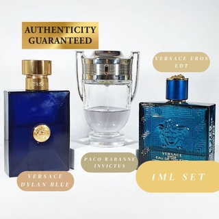 PERFUME DECANT SET 1ml Paco Rabanne Invictus, Versace Dylan Blue, and ...