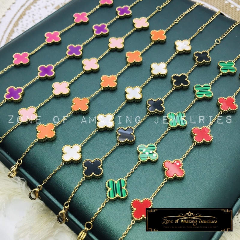zoaj.ph Clover Fourleaf Bracelet Back to Back Stainless Gold | Shopee ...