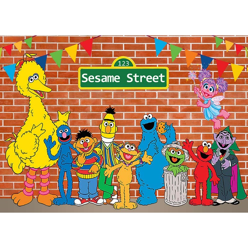 Happy Birthday Photography Backdrops Sesame Street Elmo World Party ...