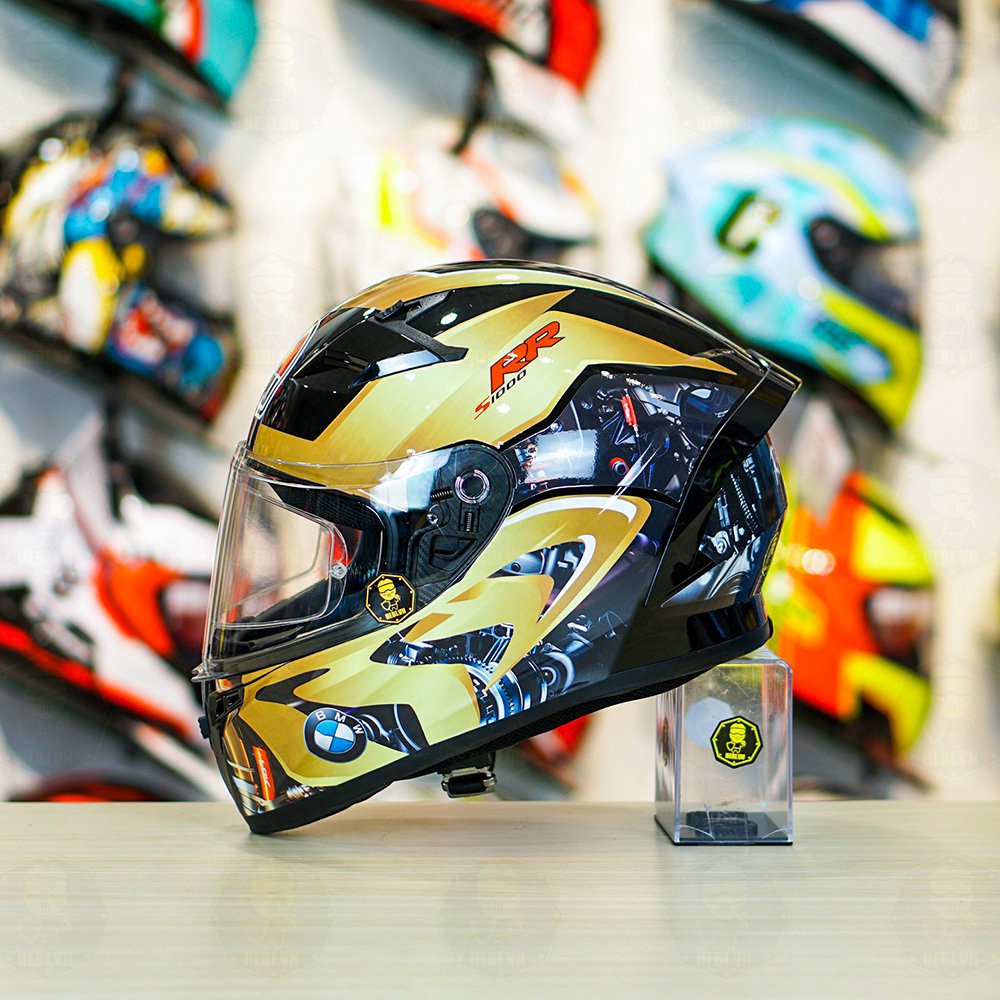 ROC 01 Fullface Hat Glossy Black + BMW Yellow Decal Sticker | Shopee ...