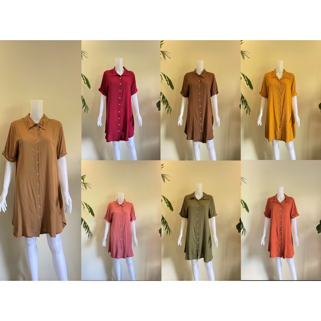 Button down sales dress shopee