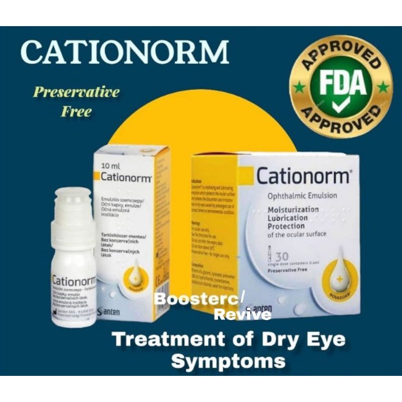 CATIONORM LUBRICANT EYE DROPS SOLD PER BOX 30PCS / CATIONORM EYE DROPS