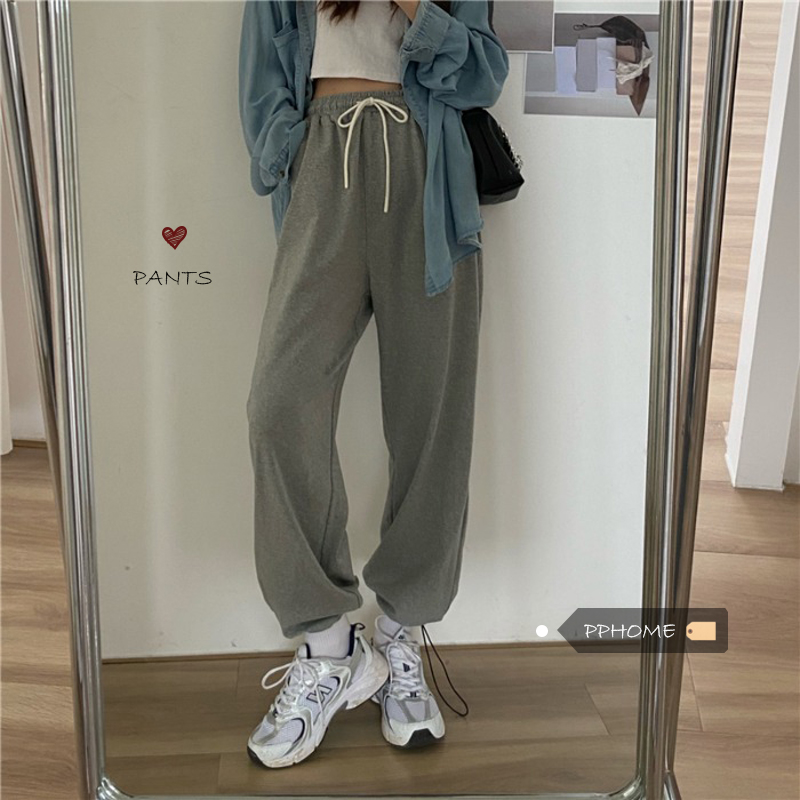 Korean Fashion Adjustable Seluar High Waist Jogger Pants Loose