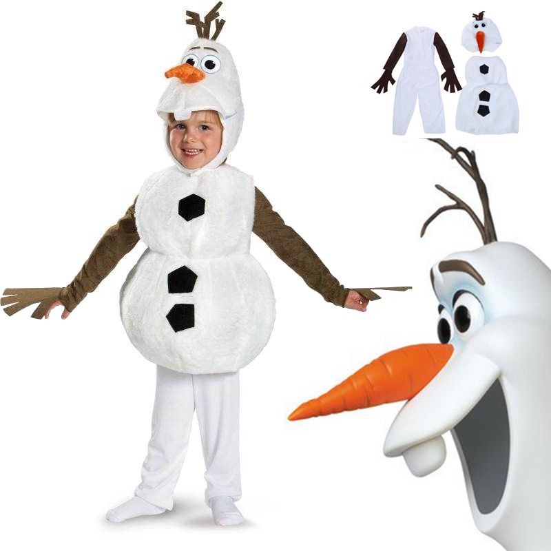 Movie Snowman Frozen Olaf Cosplay Costume Kids Halloween Dress Jumpsuit ...