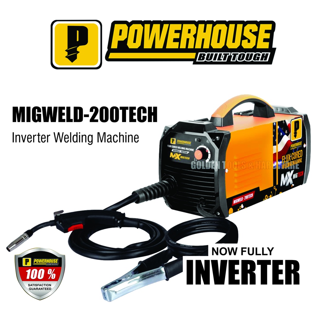 POWERHOUSE MIGWELD-200TECH Inverter Gasless MIG Welding Machine (Flux ...