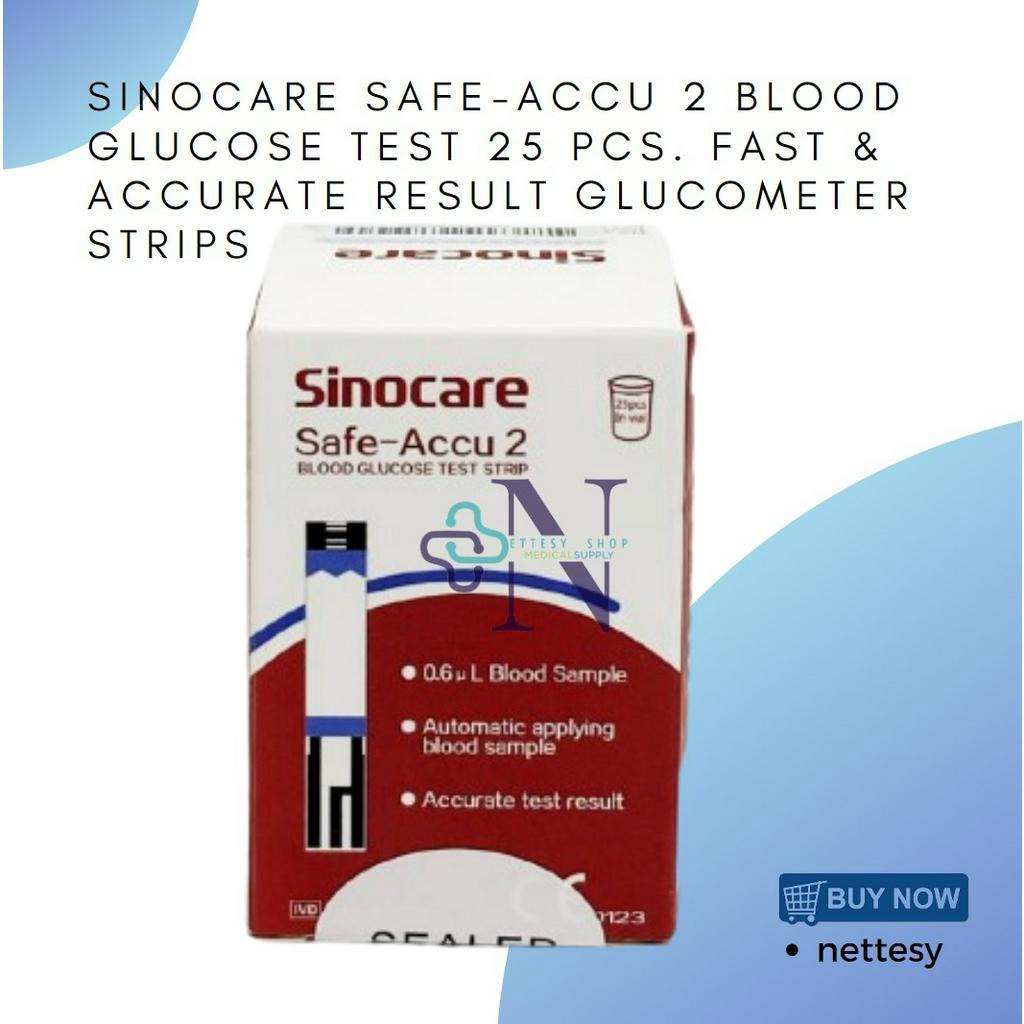 Sinocare SafeAccu 2 Blood Glucose Test 25 pcs. Fast & Accurate Result Strips