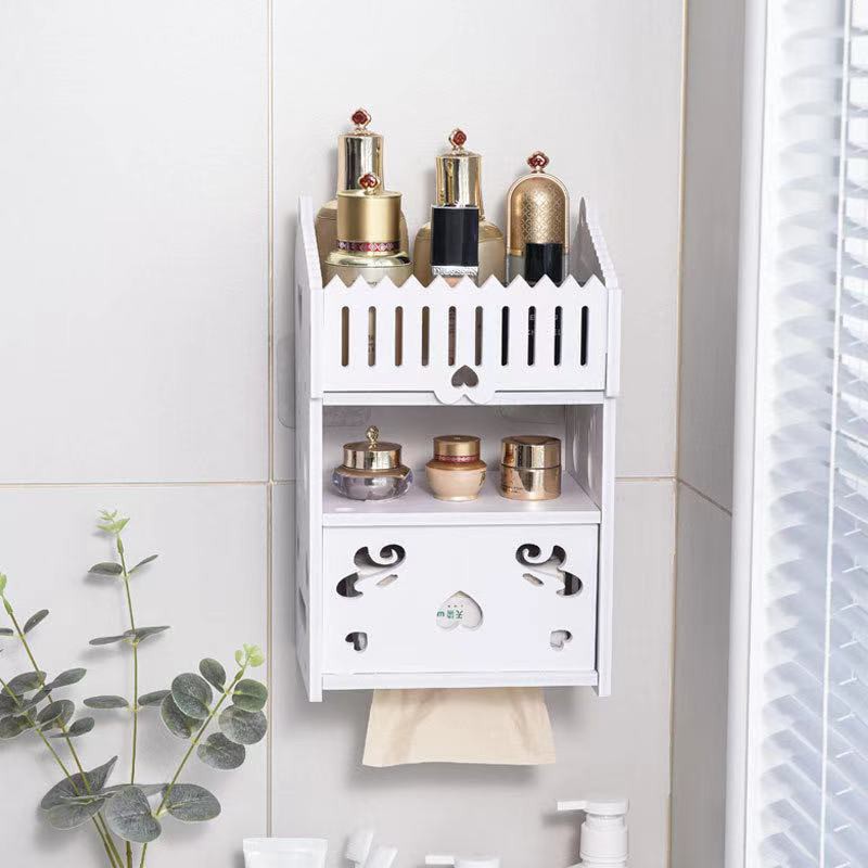 DIY wooden Bathroom Storage rack Tissue Box wall shelf | Shopee Philippines