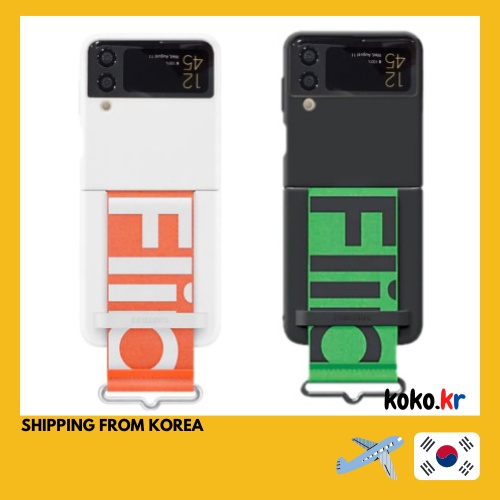 Samsung Galaxy z Flip 4 Silicone Cover Case With Strap (Black, White