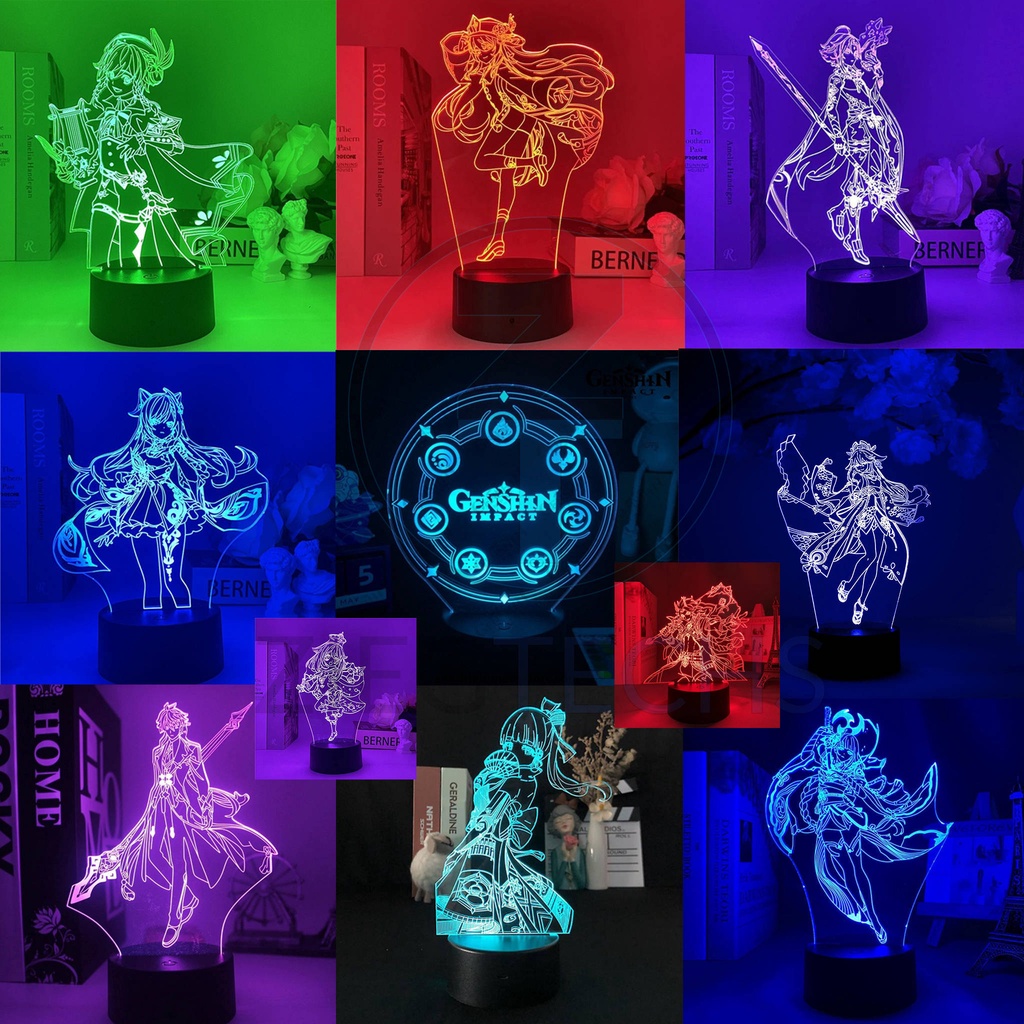 Genshin Impact 3D Led Illusion Night Lights 3 7 or 16 color