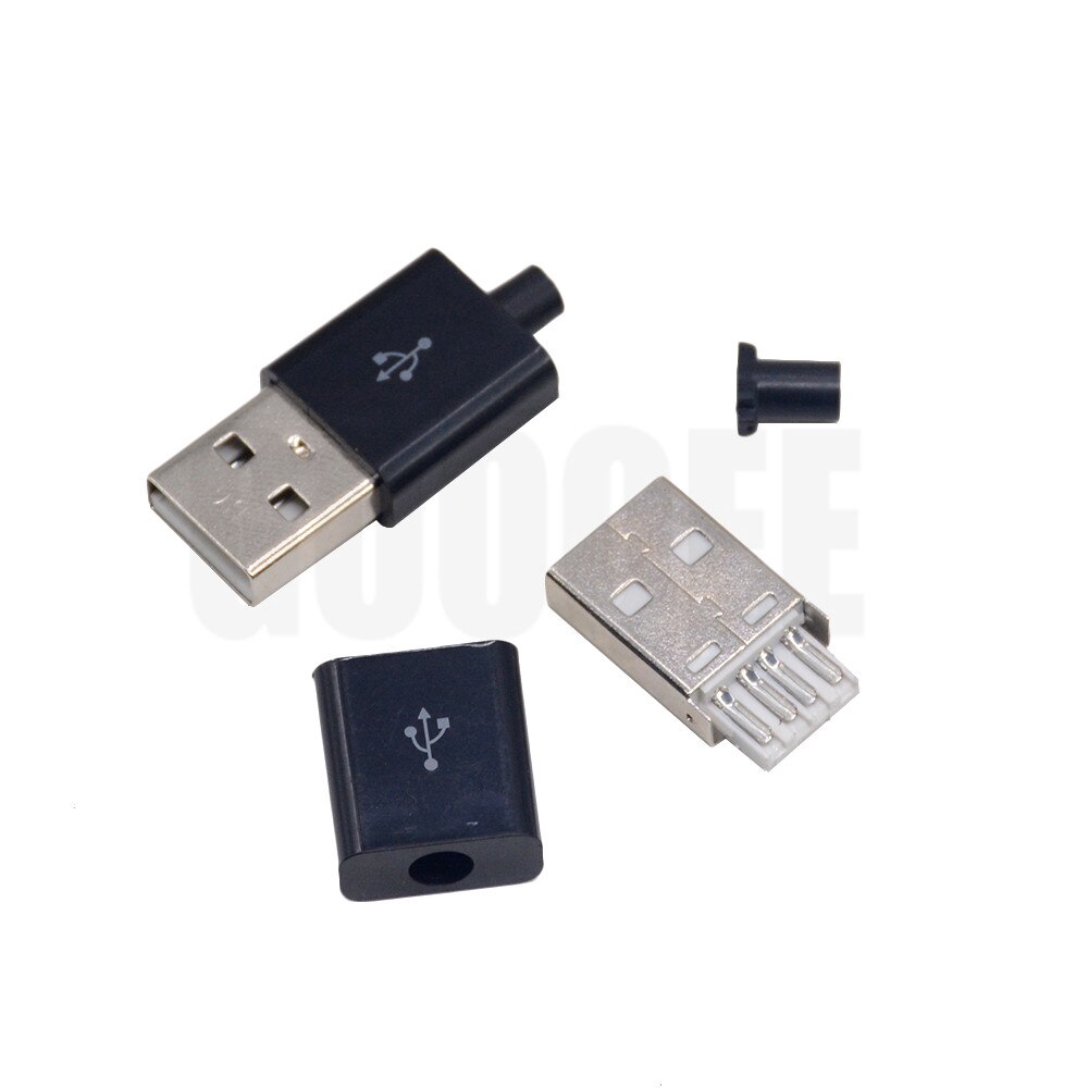 10pcs/lots DIY USB 2.0 Male Plug Connectors Kit Black White 5P Data ...